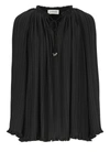 Lanvin Long-sleeved Pleated Blouse In Black