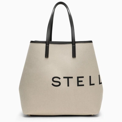 Stella Mccartney Ecru Cotton-blend Tote Bag With Logo In White