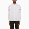 Thom Browne Vertical Stripe Button-down Shirt With Rwb Detail In Grey