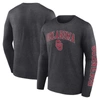 FANATICS FANATICS BRANDED HEATHER CHARCOAL OKLAHOMA SOONERS DISTRESSED ARCH OVER LOGO LONG SLEEVE T-SHIRT