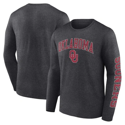 Fanatics Branded Heather Charcoal Oklahoma Sooners Distressed Arch Over Logo Long Sleeve T-shirt