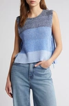 RAG & BONE KATI STRIPE SIDE TIE SLEEVELESS COTTON BLEND SWEATER