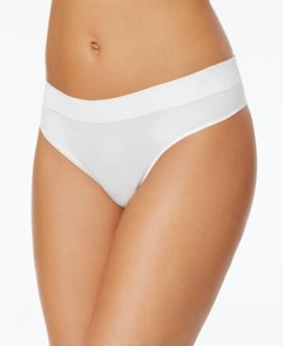 Dkny Seamless Litewear Thong Underwear Dk5016 In Poplin White