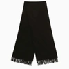 Apc A.p.c. Alix Brodée Black Virgin Wool Scarf In Black