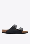 BIRKENSTOCK ARIZONA DOUBLE-STRAP LEATHER SLIDES