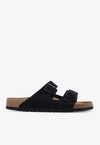 Birkenstock Arizona Double-strap Leather Slides In Black