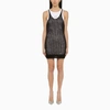 Dsquared2 Black Perforated Mohair Blend Mini Dress In Black