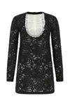 Saint Laurent Black Lace Mini Dress In Black