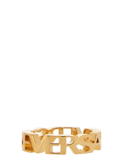 Versace Gold Logo Ring In 3j000