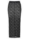 Alessandra Rich Rhinestone Lace Midi Skirt In Black