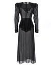 Alessandra Rich Lace-jabot Silk Maxi Dress In Black