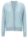 Jil Sander Mixed Cashmere Cardigan Sweaters And Cardigans Light Blue In Light Blue