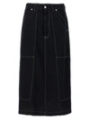 Mm6 Maison Margiela Lurex Stitching Midi Denim Skirt In Black