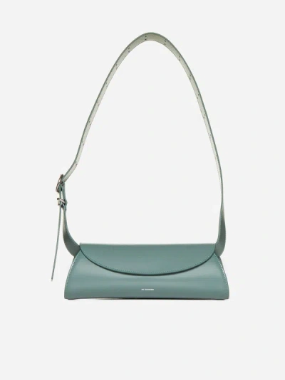 Jil Sander Cannolo Logo Stamp Small Tote Bag In Green