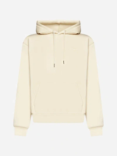 Jacquemus Brode Logo-embroidery Organic-cotton Hoodie In Beige