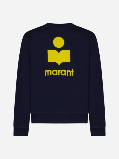 Marant Mikoy Logo-flocked Sweatshirt In Navy,yellow