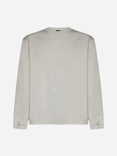 44 Label Group Back Holes Cotton Sweatshirt In Dirty White