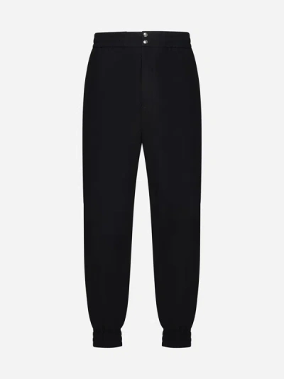 Alexander Mcqueen Zip Cotton Trousers In Black