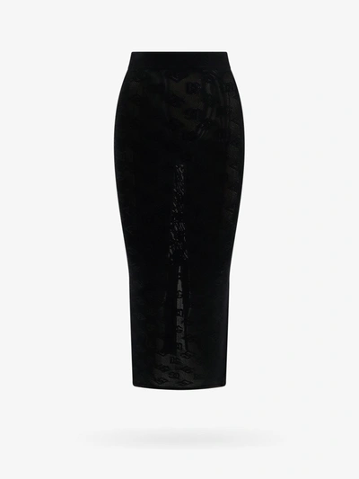 Dolce & Gabbana Mesh-stitch Pencil Skirt With Jacquard Dg Logo In Black