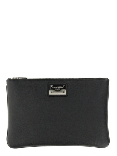 Dolce & Gabbana Clutch With Logo Plaque In Black