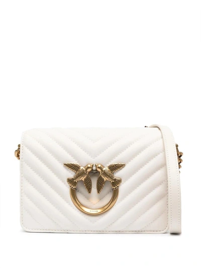 Pinko Love Birds-buckle Crossbody Bag In Weiss