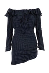 Alessandra Rich Blue Silk Minidress With White Polka Dots In Printed