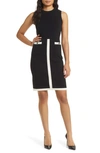 Anne Klein Contrast Trim Sleeveless Sweater Dress In Anne Black/ Anne White