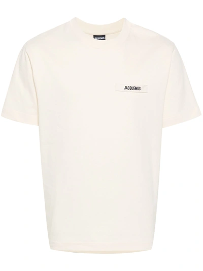 Jacquemus Le Gros Grain Embroidered-logo T-shirt In Beige