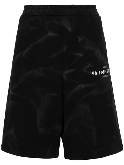44 Labelgroup Logo-print Faded-effect Shorts In Black
