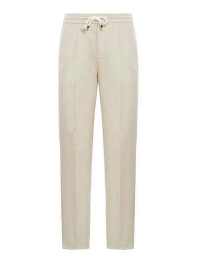 Brunello Cucinelli Trousers With Drawstring Waist In Nude & Neutrals