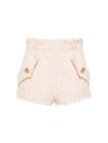 Balmain Hw 2 Pockets Tweed Mini Shorts In Nude & Neutrals