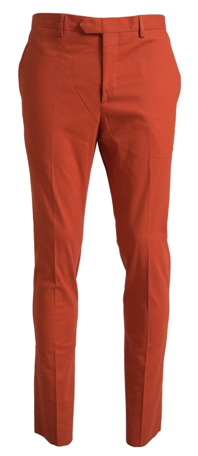 Bencivenga Orange Straight Fit Men Formal Trousers Pants