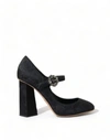 DOLCE & GABBANA BLACK BROCADE MARY JANES HEELS PUMPS SHOES