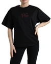 Dolce & Gabbana Black Cotton Dg Crystal Crewneck Tee T-shirt In Black