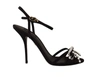 DOLCE & GABBANA BLACK CRYSTALS ANKLE STRAP HEELS SANDALS SHOES