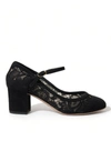 DOLCE & GABBANA BLACK MARY JANE TAORMINA LACE PUMPS SHOES