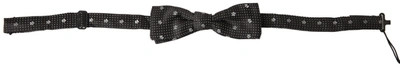 Dolce & Gabbana Black Patterned Silk Adjustable Men Neck Papillon Bow Tie