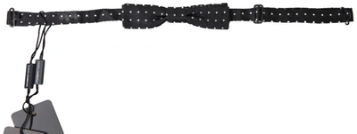 Dolce & Gabbana Black Polka Dot Silk Adjustable Men Neck Papillon Bow Tie