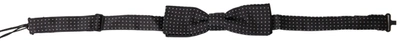 Dolce & Gabbana Black Polka Dot Silk Adjustable Men Neck Papillon Bow Tie