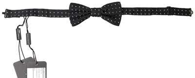 Dolce & Gabbana Black Polka Dot Silk Adjustable Men Neck Papillon Bow Tie
