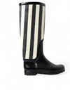 Dolce & Gabbana Black Rubber Knee High Flat Boots Shoes In Black