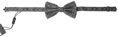 Dolce & Gabbana Black White Pattern Adjustable Neck Papillon Bow Tie
