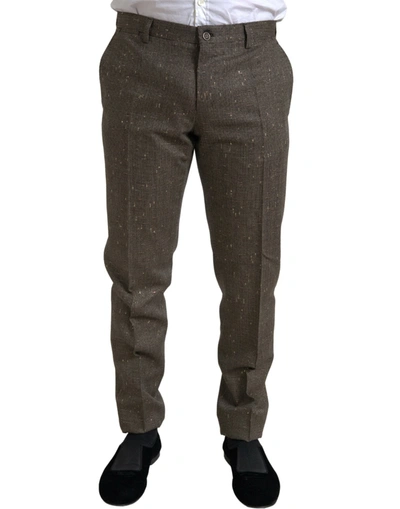 Dolce & Gabbana Brown Wool Dress Skinny Men Trouser Pants