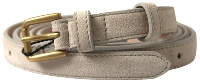 Dolce & Gabbana Beige Goatskin Leather Metal Buckle Belt