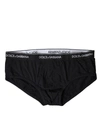 DOLCE & GABBANA BLACK COTTON STRETCH SLIP BRANDO BRIEF UNDERWEAR