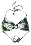 Dolce & Gabbana Multicolor Floral Print Halter Swimwear Bikini Top In Black