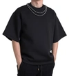 Dolce & Gabbana Black Necklace Embellished Polyester T-shirt In Black