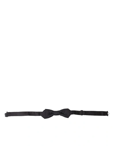 Dolce & Gabbana Black Silk Adjustable Neck Men Papillon Bow Tie In Brown