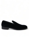 DOLCE & GABBANA BLACK VELVET LOAFERS FORMAL DRESS SHOES