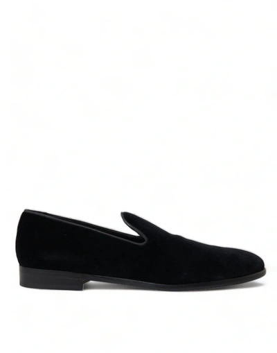 DOLCE & GABBANA BLACK VELVET LOAFERS FORMAL SHOES